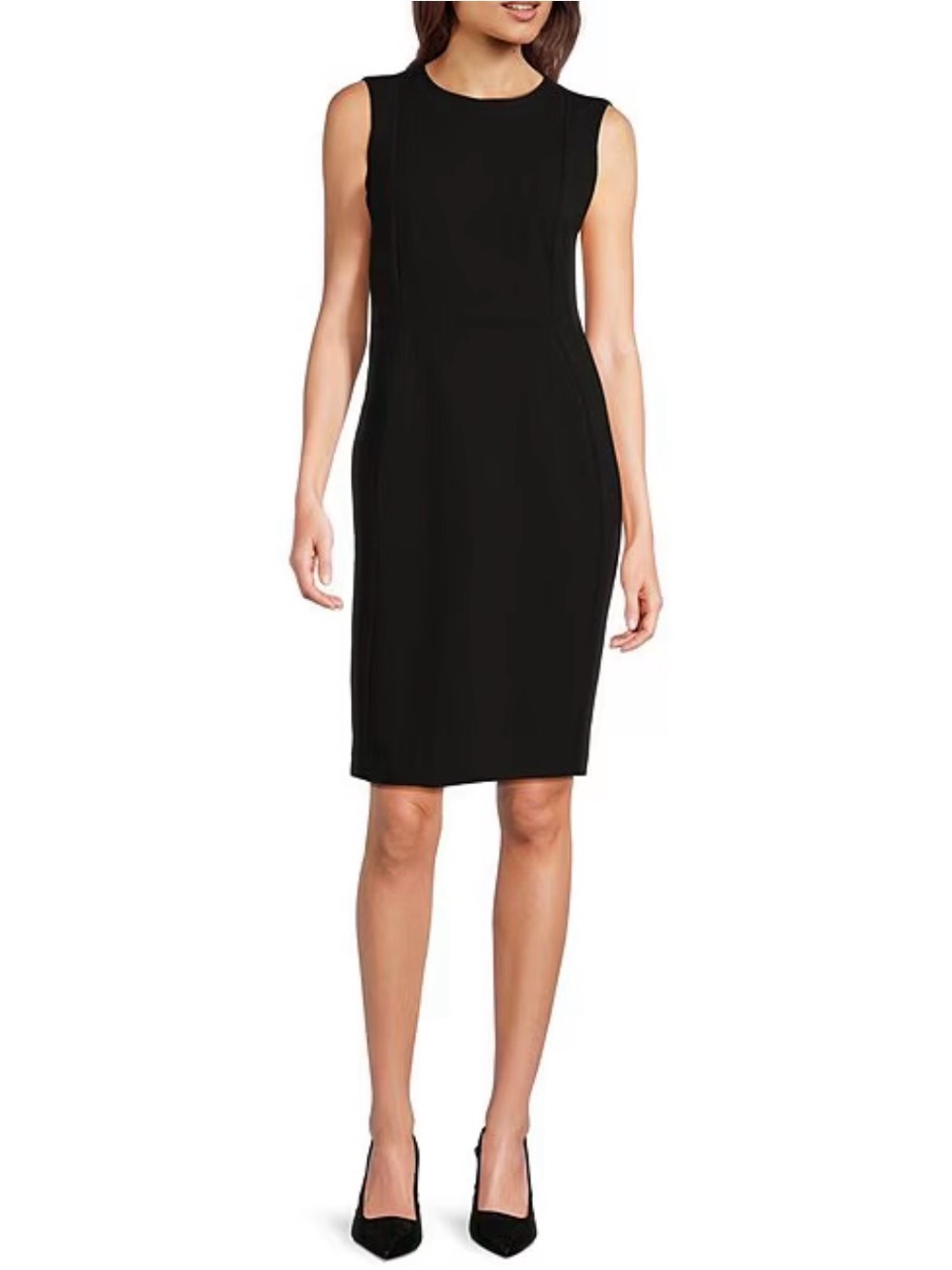 NWT Calvin Klein Classic Black Cap-Sleeve Sheath Dress SZ 8
